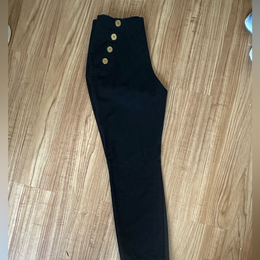 Banana republic black dress pants with gold buttons 2